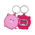 sweet style pink cute pig mode silicone wall mount bottle opener